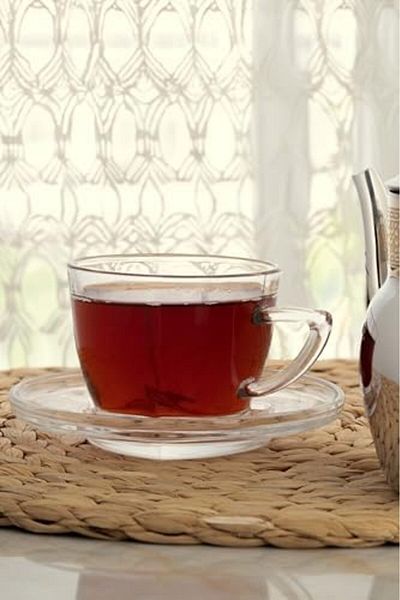 ALSAIF Set of 12 Transparent Glass Cups with Plates and Stable Bases from