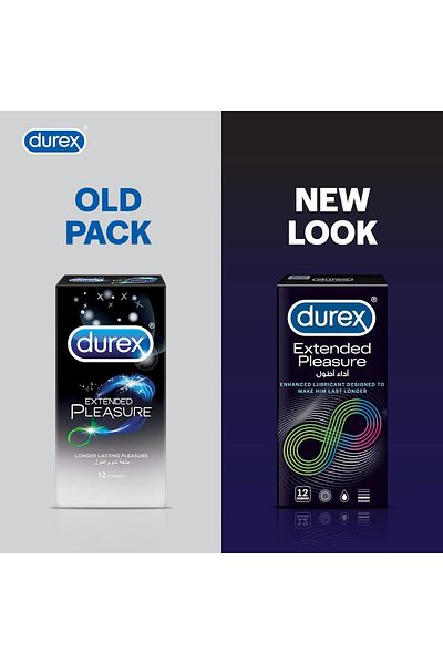 Durex واقيات ذكرية للرجال ذات متعة ممتدة مع مادة تشحيم معززة - 12 قطعة