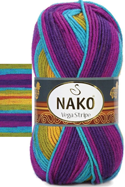 NAKO Vega Stripe Premium Acrilic Fir de Lână pentru Tricotat Manual Nr.: 82410