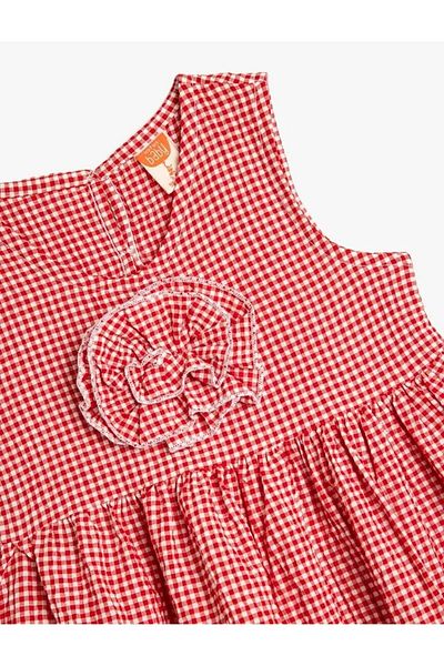 Koton Baby Girl Flower Appliqued Layered Detailed A-Line Strap Dress 5Smg80050Aw Red