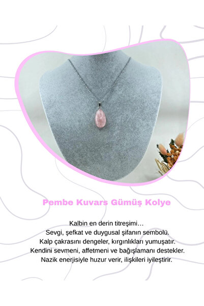 Saff Doğal Taş قلادة من حجر الكوارتز الطبيعي الوردي212142