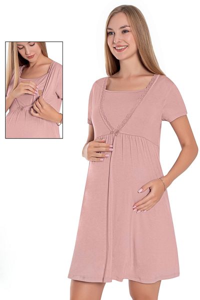 Cotpark Women's Viscose Combed Fabric Nursing Featured Maternity and Maternity Nightgown 13280