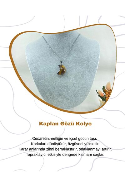 Saff Doğal Taş Tiger Eye Natural Stone Necklace212132