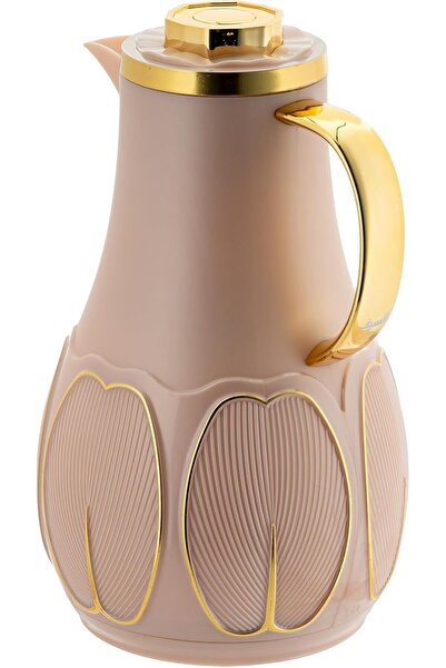 ALSAIF DEVA Coffee and Tea Vacuum Flask, leak-proof and keeps drinks hot, 1 Liter, Dark Brown/Gold