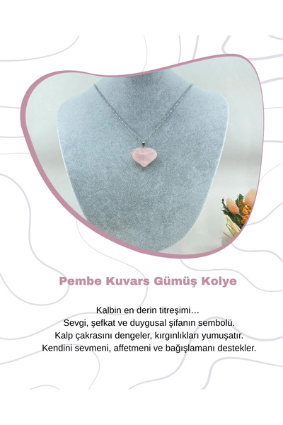 Saff Doğal Taş قلادة من حجر الكوارتز الطبيعي الوردي212144