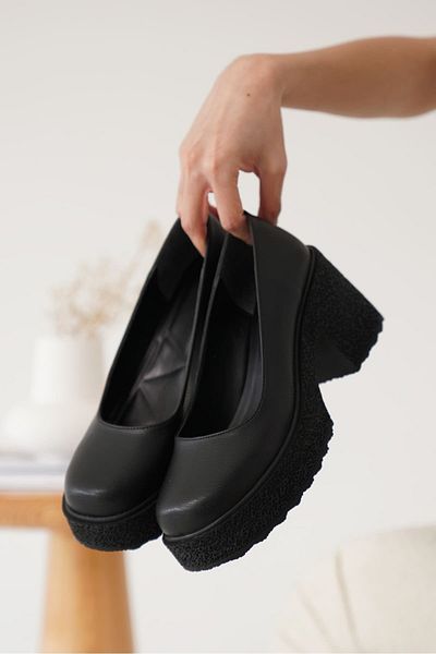 Zerenyus Talya Premium Black Platform Heeled Women's Casual Shoes