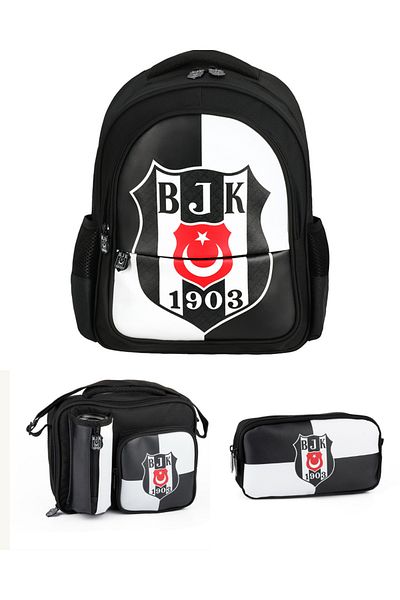 Beşiktaş Beşiktaş Τριπλό Σετ Σακίδιο πλάτης με λογότυπο BJK 1903 με άδεια χρήσης + θήκη για στυλό + τσάντα μεσημεριανού γεύματος