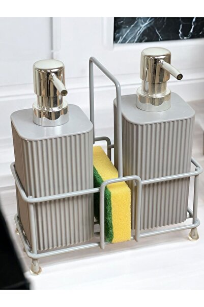 metalshop Metal Standlı Bulaşık Deterjanı ve Sıvı Sabunluk Mutfak Seti- 1 Ade...