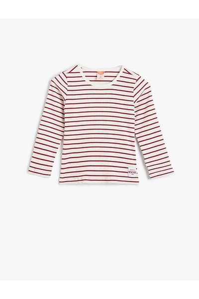 Koton Baby Girl Long Sleeve T-Shirt Round Neck Ribbed 5Wmg10126Ak Claret Red