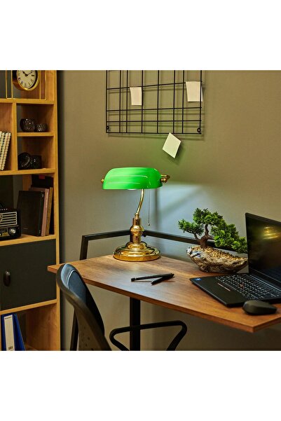 NisaLuce Banker Dekoratif Masa Lambası ( E27 ) Plastik Gold