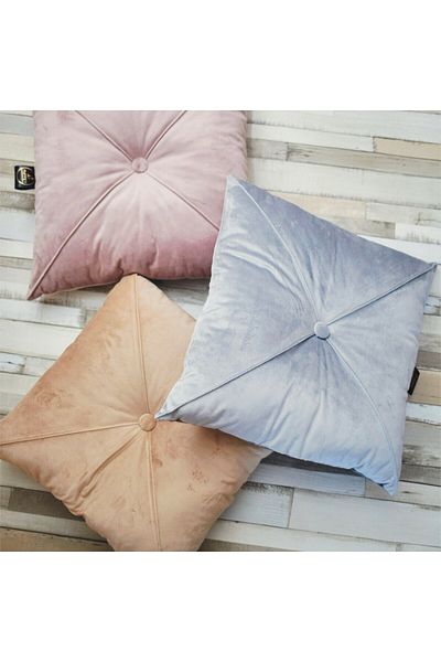 OEM Puffet Decorative Pillow in Powder Pink Velvet, Square, 40x40 Cm