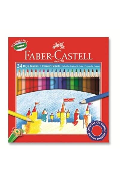 Faber Castell Faber-castell Karton Kutu Kuru Boya Kalemi 24 Renk Tam Boy