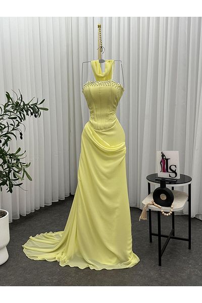 Diva style Embroidered chiffon dress with an elegant modern design