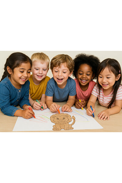 birlazer 10 Adet Sevimli Aslan Ahşap Boyama Figürü – Okul Öncesi DIY Etkinlik ve Sanat Aktivitesi