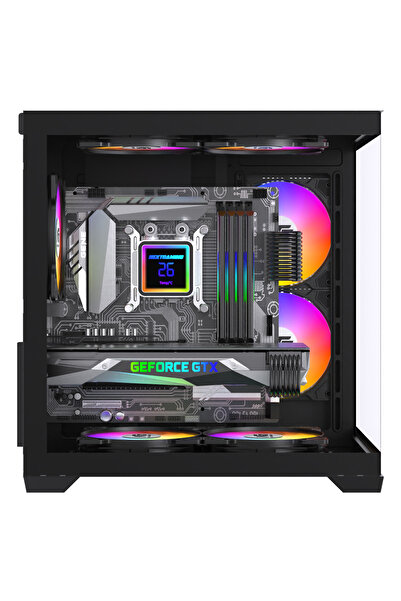 Next Gaming Orion Cube 5x Tuştan Değişen RGB Fanlı M-Atx Boş Bilgisayar Kasası Siyah