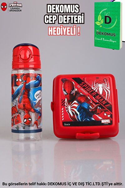 SPIDERMAN "Dekomus Pocket Notebook Gift" Licensed 500 ml Tritan Flask and 2 Layer Lunch Box /