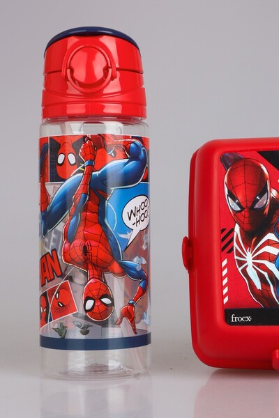 SPIDERMAN "Dekomus Pocket Notebook Gift" Licensed 500 ml Tritan Flask and 2 Layer Lunch Box /