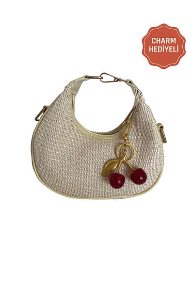 MODA Mira Butter Yellow Original Straw Charm Women's Hand, Arm and Shoulder Bag