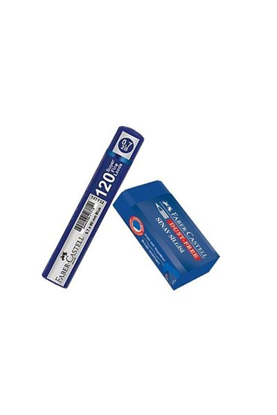 Faber Castell Faber Exam Set - Exam Eraser + 120pcs 0.7mm Pen Tips Blue