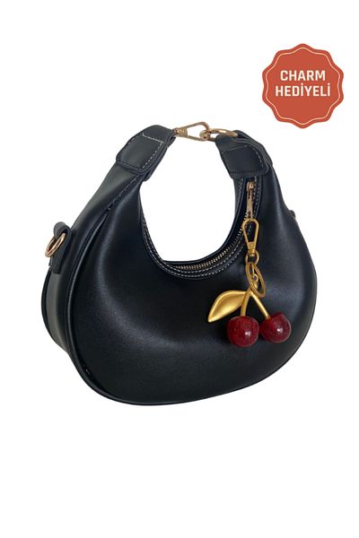 MODA Noa Black Mini Cross Strap Women's Hand, Arm and Shoulder Bag with Charm Gift