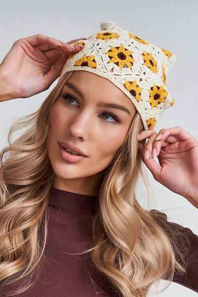 New Obsessions Floral πλεκτό τρίγωνο μπαντάνα