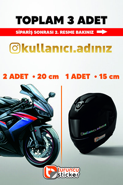 Turuncu Sticker İnstagram Kullanıcı Adı Sticker Toplam 3 Adet - 2 Adet 20cm -...