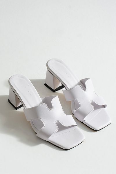 MUFUMA White Women's Slippers Thick Heeled Shoes