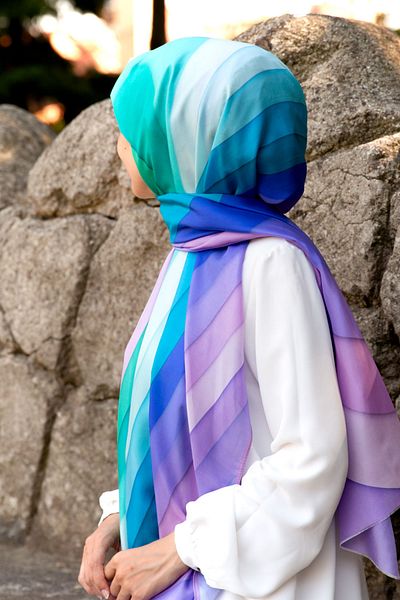 Vissona Women's Fresh Silk Shawl Water Green Flower Pot