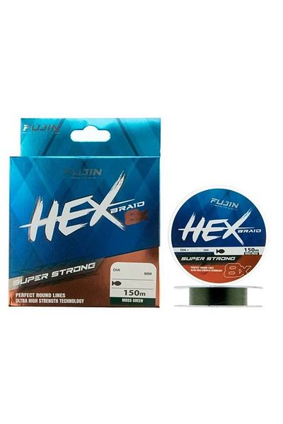 Fujin Hex 8x 150mt. Fir de pescuit verde mușchi PE - 0,20 mm