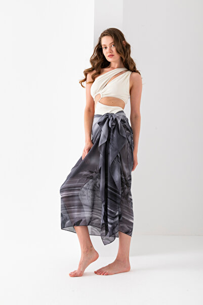 Wega Moda Palm Patterned Beach Pareo, Women's Pareo, Pareo, 100X200 cm