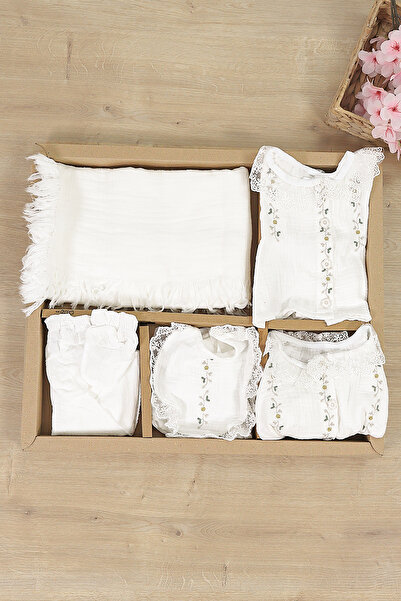 Sitilin Baby Girl Newborn Fancy Muslin 10 Piece Luxury Embroidered Summer Muslin Hospital Release Bodysuit Set Stl7059