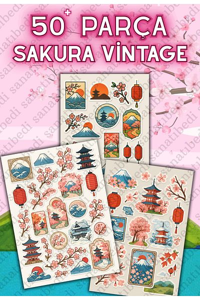 sanatıbedi Japanese Vintage 3 Sheets Sticker Set