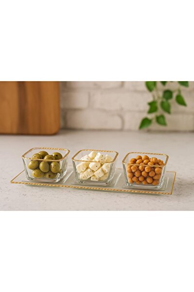 B&D صينية زجاجية من بي آند دي مع طقم 3 أكواب