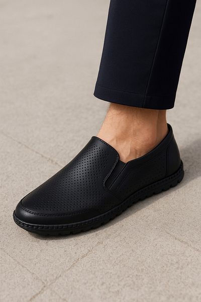 Growish GR0189 - Genuine Leather, Daily Use, Perforated Summer Men's Shoes