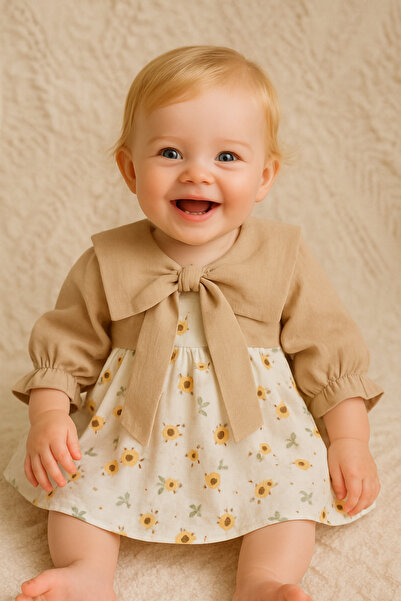 Sofia KIZ BEBEK ÇİCEK DESENLİ FİYONKLU ELİBSE BAHARLIK ŞIKLIK