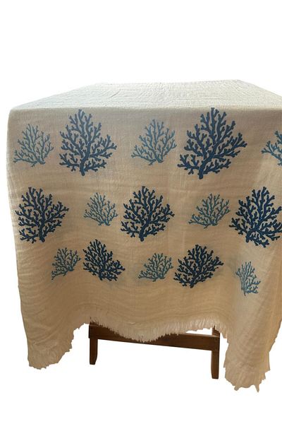 Hayalet 100% Cotton Double Layer Muslin Beach Towel - Blue Coral