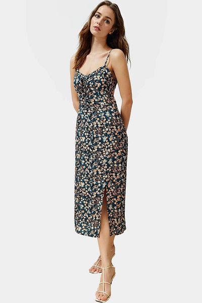 PayBuy Chic Floral Viscose Midi Dress a Line Cutout Comfort and Style Comfortable High Quality