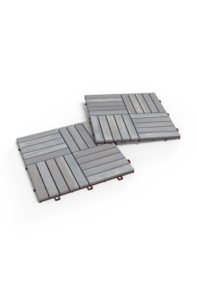 Interbuild Solid Acacia,wood Tile Floor Covering 30x30cm(10 Tiles = 0.9 M2), dusk Gray
