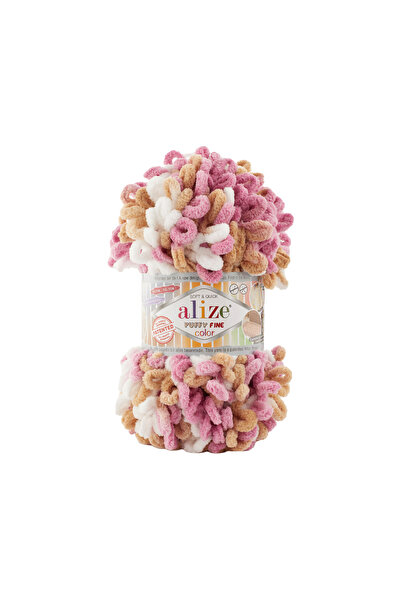 Alize خيط حياكة يدوي منتفخ ذو لون ناعم 100 جرام - سهل الحياكة بدون إبرة - 6402