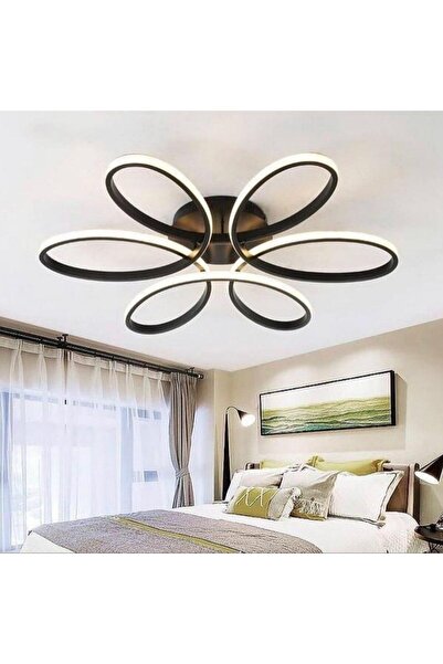 Ece Aydınlatma Luxor Siyah Kasa 3 Renkli Kumandalı,60cm,oturma Odası,yatak Odası,salon Için Led Avize