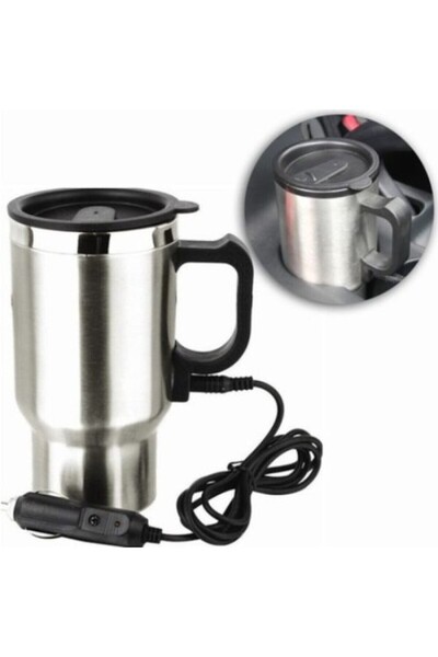 Mersi SHOP Büyük Boy Su Isıtıcılı Termos Bardak Araba Kettle Çakmaklık Girişl...