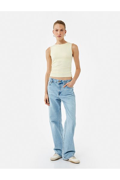 Koton Slim Fit Crew Neck Draped Sleeveless T-Shirt