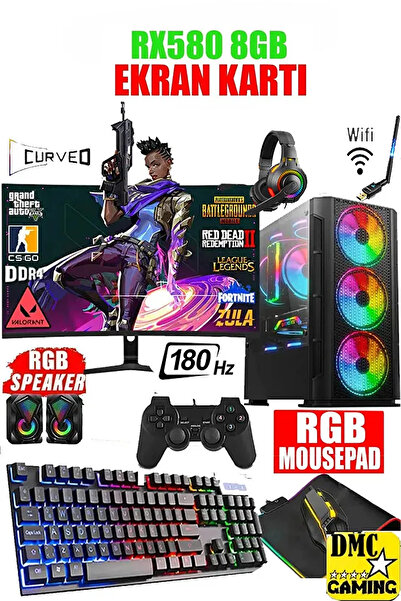 Dmc N304 (PUBG,GTA 5) I7 6700,32gb,512gb Nvme M.2 Ssd,8gb Rx580,24" 180hz Oyuncu Masaüstü Bilgisayar
