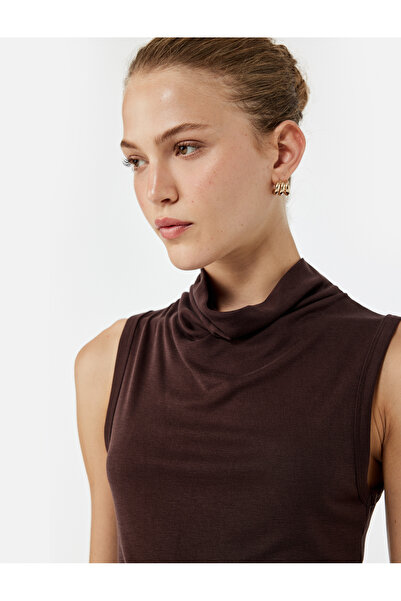 Koton Modal Fabric Slim Fit Stand Collar Sleeveless Blouse