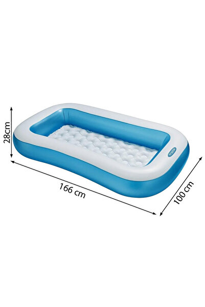 Intex Inflatable Blue Rectangular Pool For Kids – Soft Base, Ideal For Indoor & Outdoor Fun, 166x100x28cm