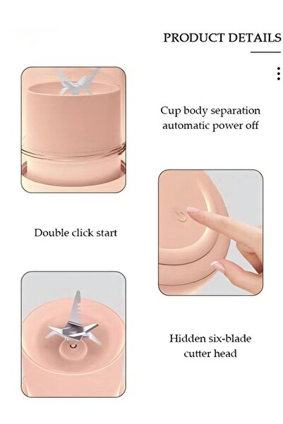 Gerenic 500ml Portable Mini Blender for Fresh Juice Smoothies Shakes with USB Rechargeable Juicer Cup