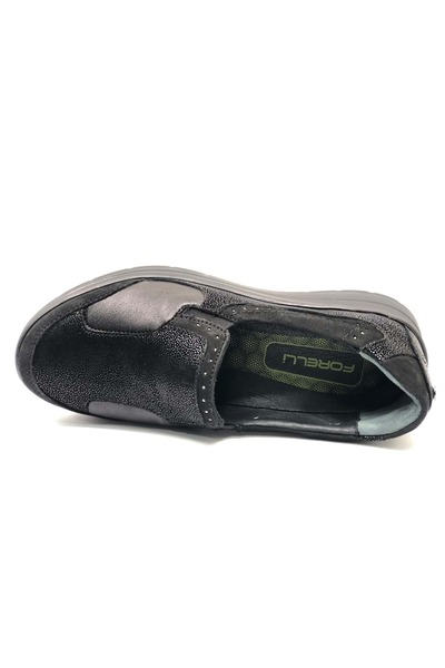 Forelli Faye Genuine Leather Orthopedic Comfort Women's Casual Shoes Black