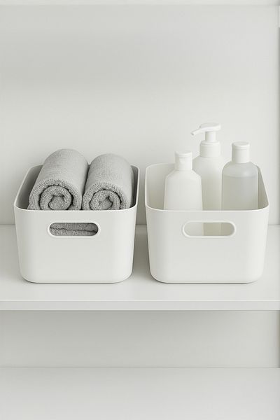 Fesya Home 4 τμχ Οργανωτής Μπάνιου Λευκό Χρώμα Πλαστικό Σαμπουάν Πετσέτας πολλαπλών χρήσεων