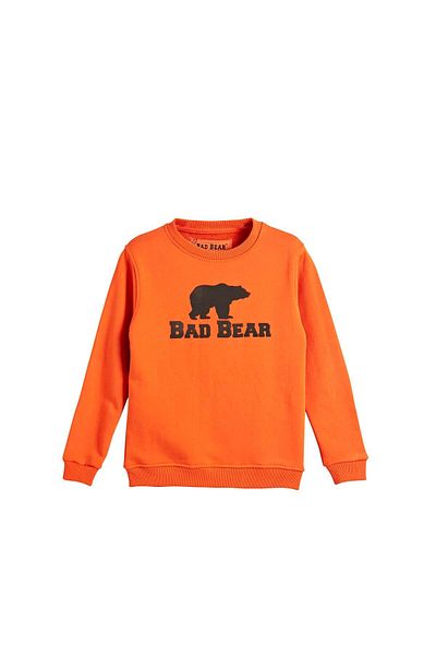 Bad Bear Logo Crewneck Kids Orange Printed Kids Sweatshirt