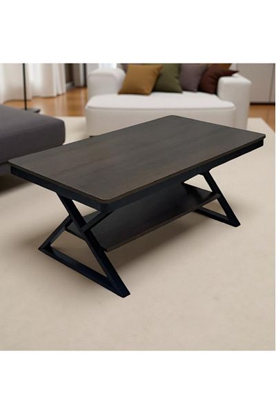 rexa Concrete Coffee Table with Metal Legs 46x 61x 122cm
